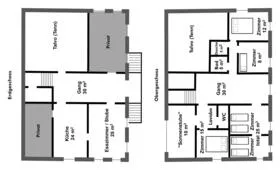Idyllischer Garten mit Sitzplatz und Blick auf die Engadiner Bergwelt